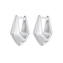 925 Sterling Silver White Gold Plated Earrings 14x6.5mm for Women