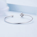 925 Sterling Silver Bracelet with Pavé Setting CZ, Inner Diameter 550mm, 2.0mm Wide, Unisex