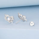 925 Sterling Silver Earrings with Pavé Setting CZ in White Gold