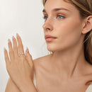 925 Sterling Silver Ring Size 6.0 with Pavé CZ in White Gold Finish for Women