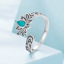 925 Sterling Silver Ring with Synthetic Turquoise in Oxidized Finish for Women