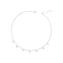 925 Sterling Silver Necklace with Synthetic Turquoise in White Gold, Adjustable 450mm for Women
