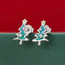 925 Sterling Silver Enamel Pavé CZ Earrings for Women