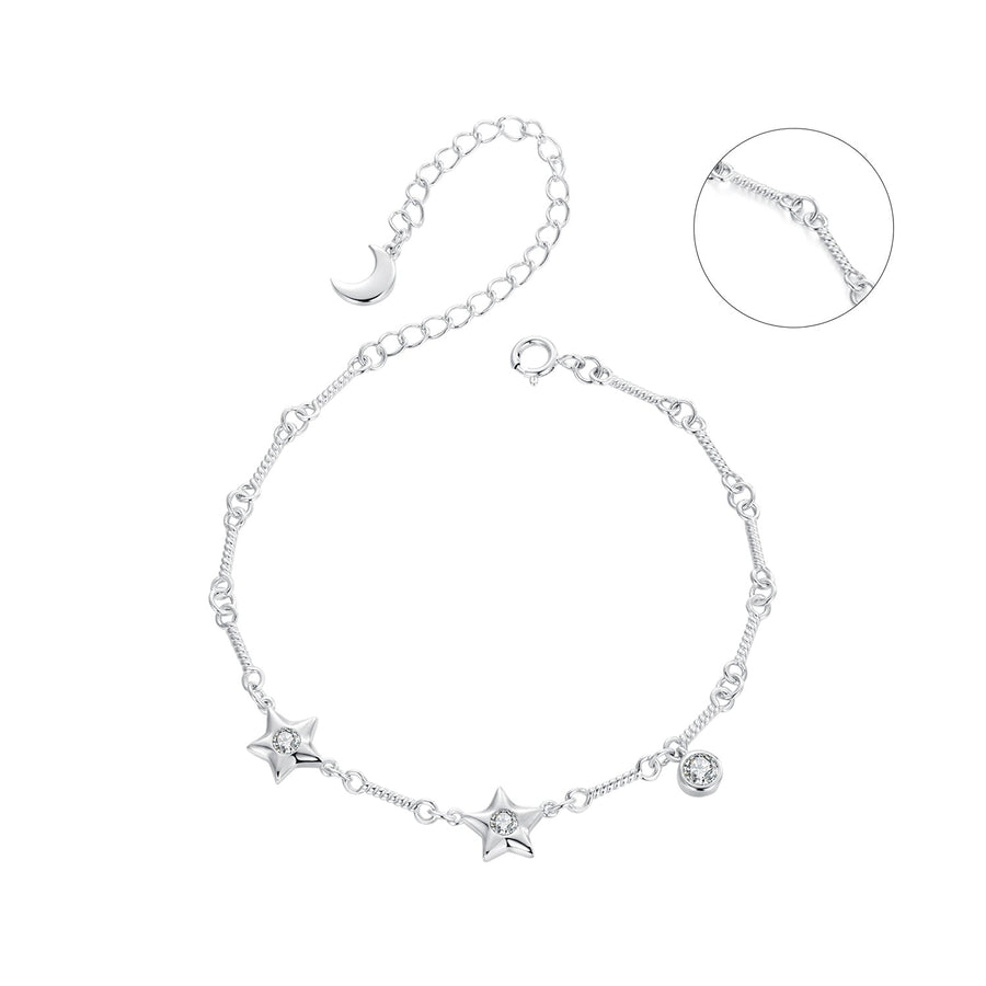 925 Sterling Silver White Gold Plated CZ Bracelet for Women