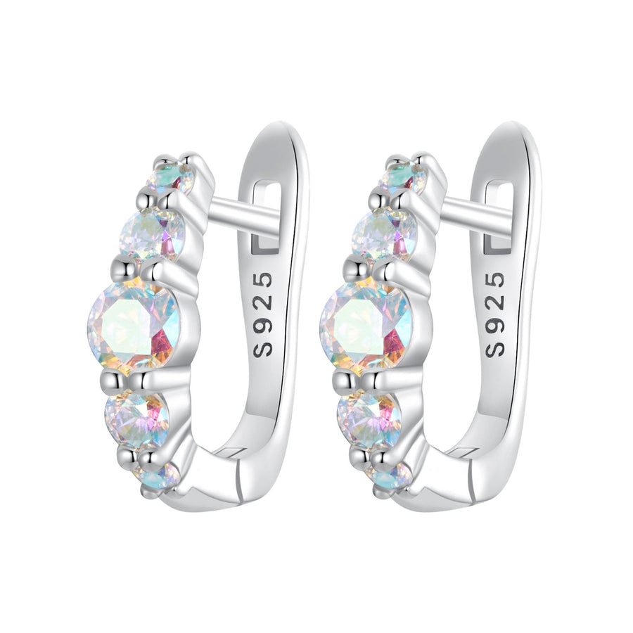 925 Sterling Silver Earrings with CZ in Pavé Setting, 12x3mm, for Women