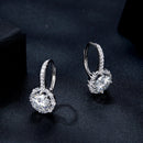 925 Sterling Silver Moissanite Earrings with Pavé Setting, 1.9x1.0cm for Women