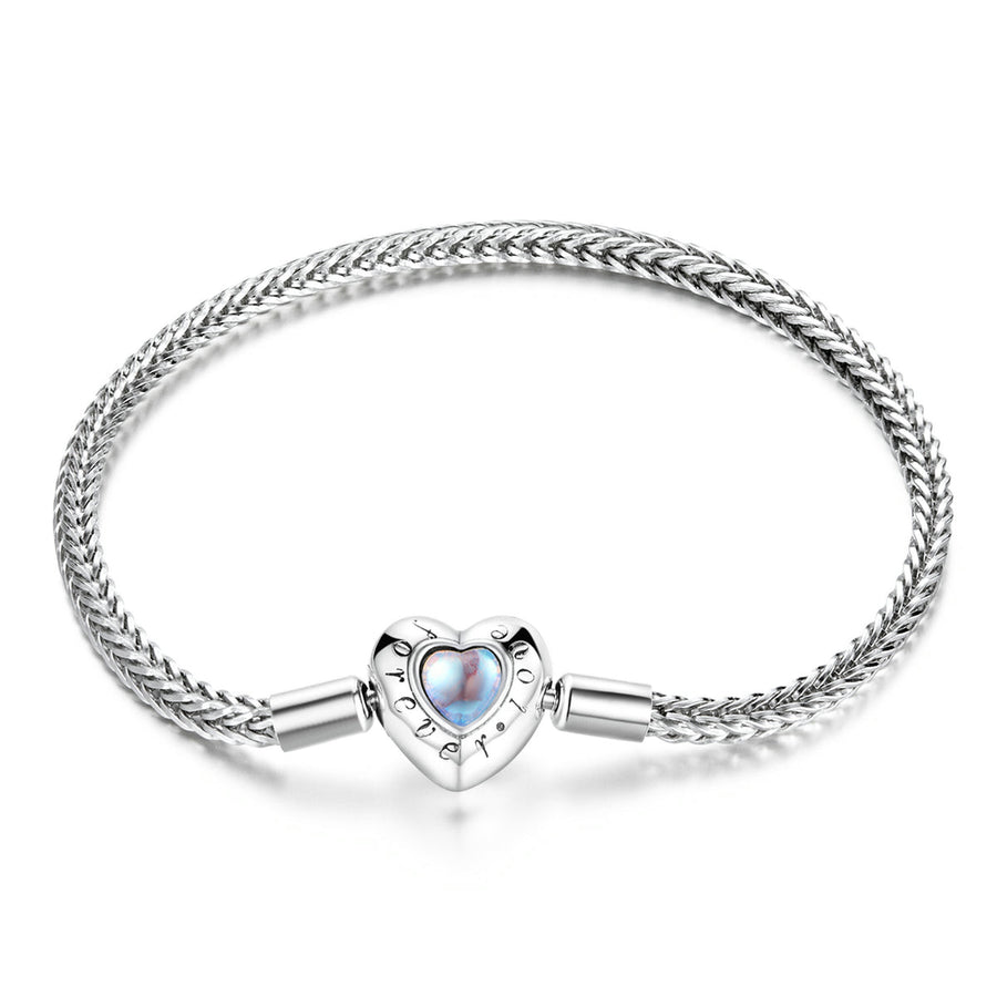925 Sterling Silver Moonstone Bracelet 17cm for Women