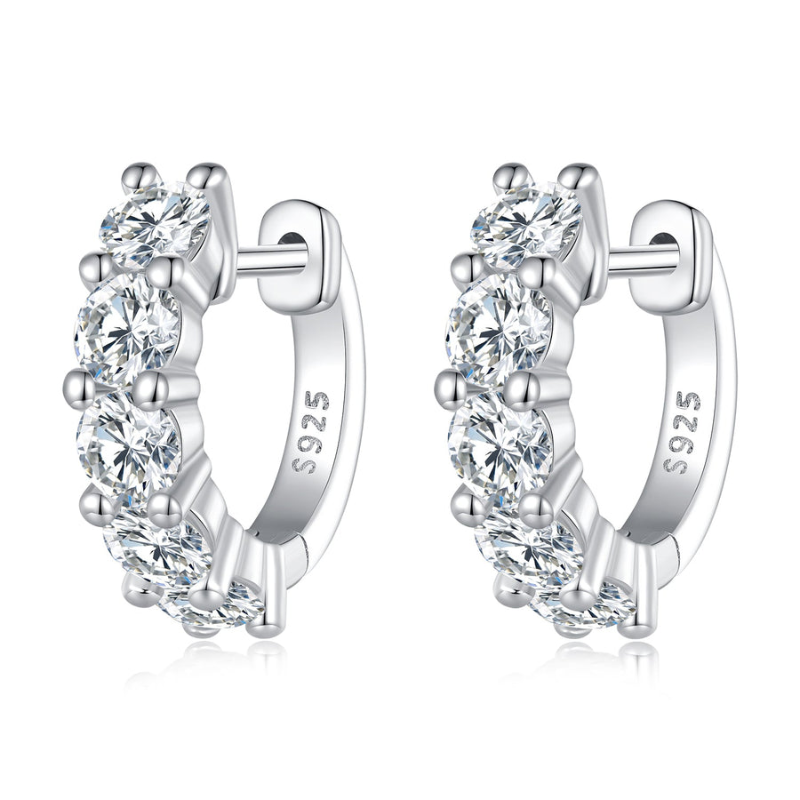 S925 Sterling Silver Moissanite Earrings, 1.3cm, Platinum Plated, for Women