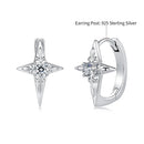 925 Sterling Silver White Gold Plated CZ Pavé 1.5 x 1.0 cm Hoop Earrings for Women