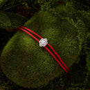 925 Sterling Silver White Gold Plated Round Moissanite 15+6cm Cotton Cord Bracelet for Women