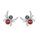 925 Sterling Silver Earrings with Pavé Setting CZ and Transparent Glass