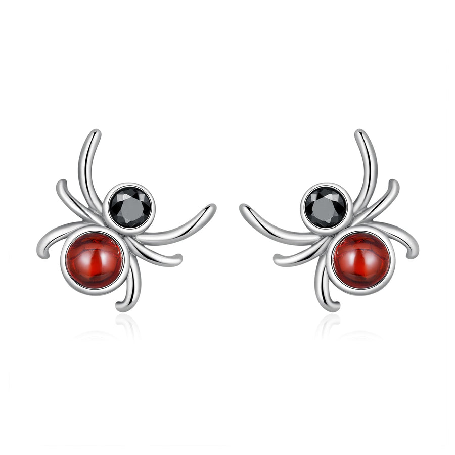 925 Sterling Silver Earrings with Pavé Setting CZ and Transparent Glass