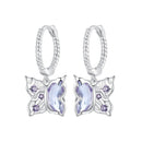 925 Sterling Silver Earrings with Pavé Setting CZ and Transparent Glass for Women
