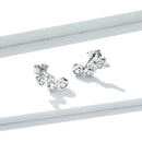 925 Sterling Silver Earrings with Pavé Setting CZ, 0.5x1.2 cm for Women