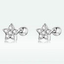 925 Sterling Silver Earrings with Pavé Setting CZ and Platinum Plating - 0.5cm for Women