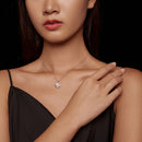925 Sterling Silver Moissanite Pendant Necklace for Women, 39+5cm, Platinum Plated