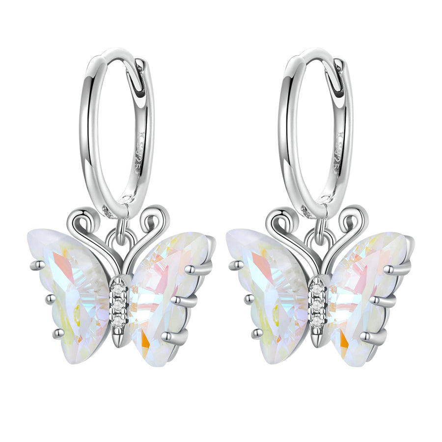 925 Sterling Silver Earrings with Resin, 23x13mm, Plated Platinum for Women