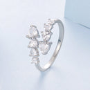 925 Sterling Silver White Gold Plated Pavé Setting Rings for Women