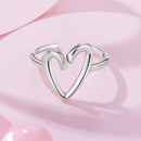 925 Sterling Silver Oxidized Silver Heart Ring for Women
