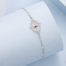 925 Sterling Silver + White Gold Plated 15cm Adjustable Bracelet with CZ and Synthetic Spinel for Women