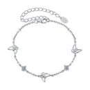 925 Sterling Silver White Gold Plated Bracelet with Moissanite, 15+6cm, for Women