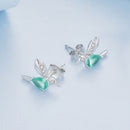 925 Sterling Silver Transparent Glass Earrings with CZ for Women
