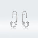 925 Sterling Silver Earrings for Women - 1.7x0.6cm, Platinum Plated with Pavé Setting CZ