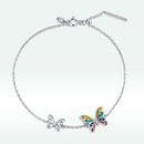925 Sterling Silver Adjustable Butterfly Enamel Bracelet for Women