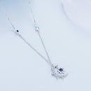 925 Sterling Silver Necklace with Pavé Setting CZ and Spinel Pendant