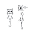 Brass & S925 Silver Earrings | 2.8*1.1cm | White Gold Plated with Pavé Setting CZ for Women