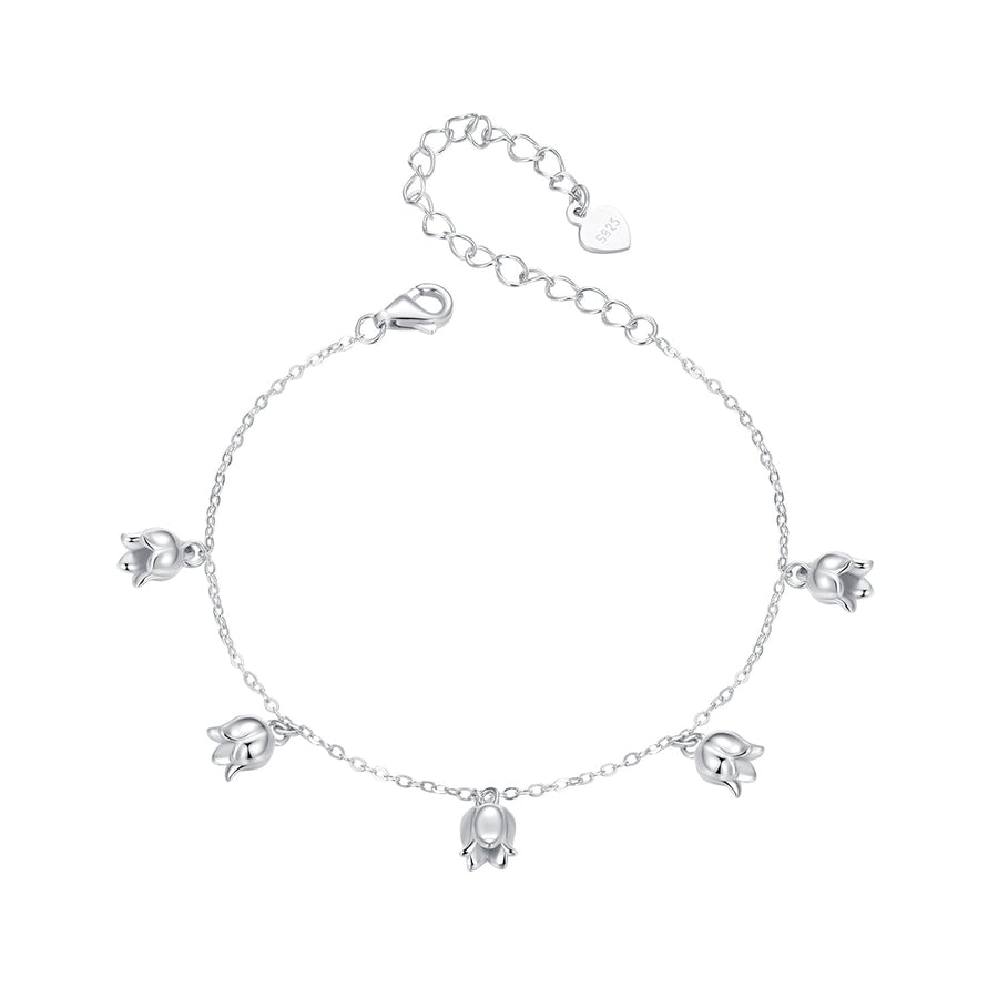 925 Sterling Silver Plated White Gold 12x41mm Pendant Bracelet