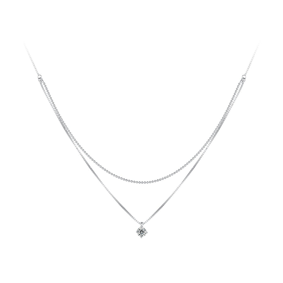925 Sterling Silver Necklace with 8x6mm Pavé Setting CZ Pendant for Women