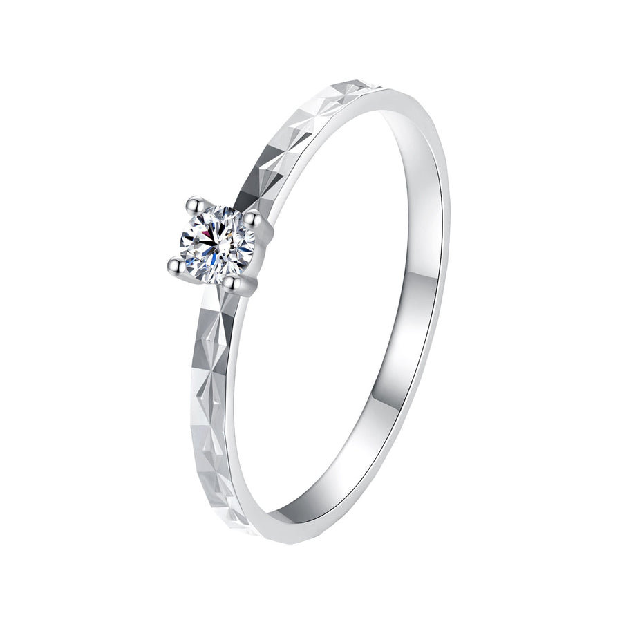 925 Sterling Silver Moissanite White Gold Plated Ring Size 6