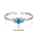925 Sterling Silver Pendant with Luminous Stone - Oxidized Silver, For Rings