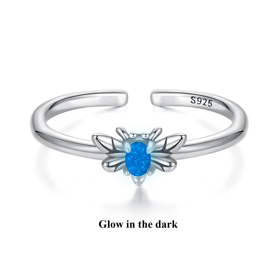 925 Sterling Silver Pendant with Luminous Stone - Oxidized Silver, For Rings