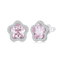 925 Sterling Silver Earrings with Pavé Setting CZ and Transparent Glass for Women