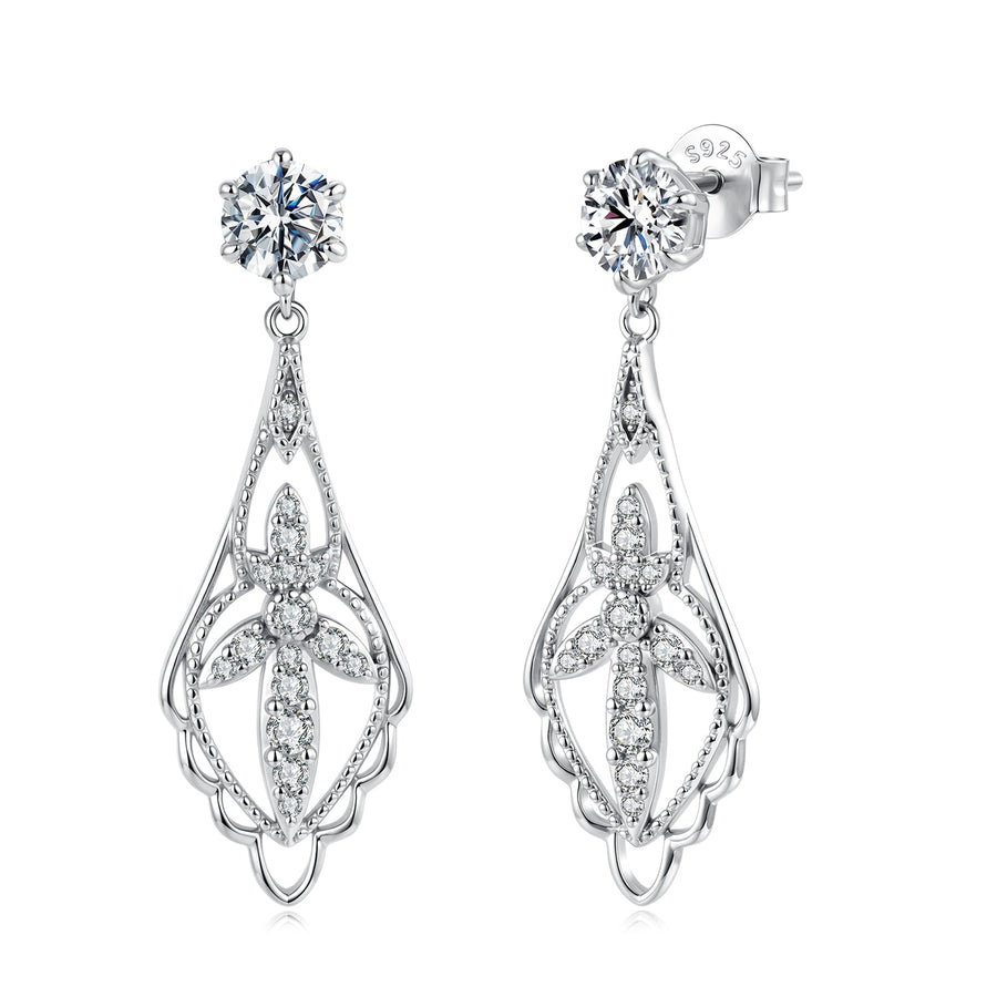 925 Sterling Silver 0.50 Carat Moissanite Earrings with White Gold Plating for Women