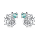 925 Sterling Silver Earrings with Transparent Glass and White Gold Plating for Women