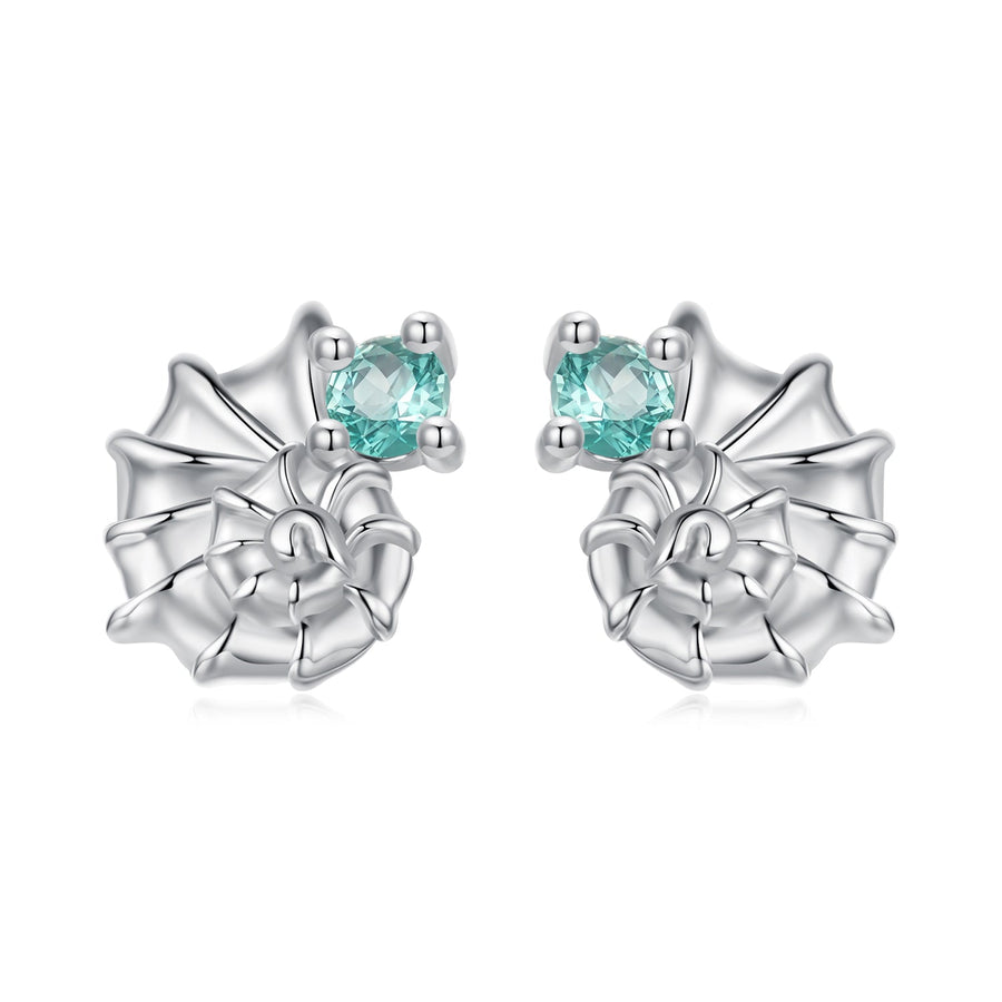 925 Sterling Silver Earrings with Transparent Glass and White Gold Plating for Women