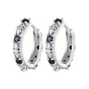 S925 Oxidized Silver Pavé CZ Earrings Size 14*2.5mm for Women