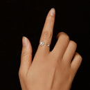 925 Sterling Silver Moissanite 0.5ct & 0.2ct Ring in Size E for Women