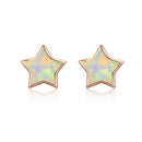 925 Sterling Silver Plated Rose Gold Translucent Opal Earrings 0.7cm for Women