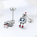925 Sterling Silver 1.3cm Oxidized Enamel Earrings for Women