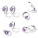 925 Sterling Silver Enamel Earrings with CZ - 1.2x0.7cm, Oxidized Finish for Women