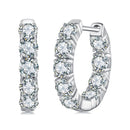 925 Sterling Silver Moissanite Earrings 0.1 Carat White Gold Plated 1.5x0.3cm Women