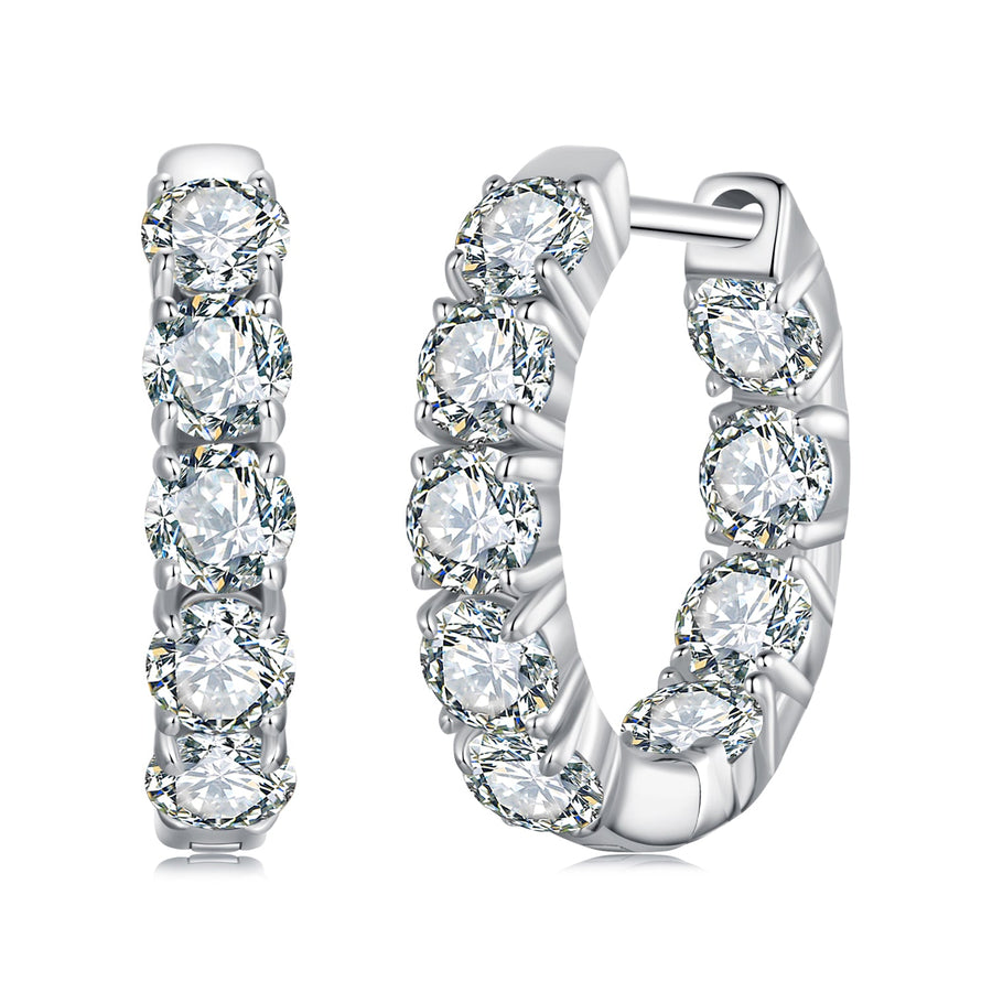 925 Sterling Silver Moissanite Earrings 0.1 Carat White Gold Plated 1.5x0.3cm Women