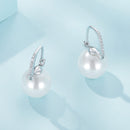 925 Sterling Silver Earrings with Quality Shell Pearl and CZ, 21*11mm, for Women