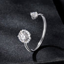 925 Sterling Silver Moissanite 0.5ct & 0.2ct Ring in Size E for Women