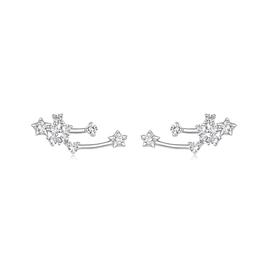 925 Sterling Silver & Brass White Gold Plated Earrings with CZ for Women