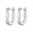 925 Sterling Silver Earrings with Enamel in White Gold Finish - 13*3mm for Women